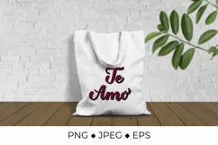 Te Amo lettering. I Love You in Spanish. Red buffalo pattern Product Image 2