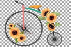 Sunflower bouquets high wheelers clip art. Floral bicycles Product Image 4