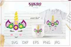 Summer Unicorn SVG - Kids cut file - Flower baby unicorn Product Image 1