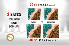 Turquoise Glitter Leopard Print | 20 & 3o Oz Skinny Tumbler Product Image 2