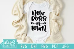 Funny Baby SVG - New Boss In Town - Newborn SVG Cut File Product Image 4