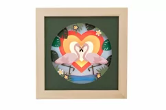 Valentine Flamingos 3D Shadow Box SVG Layered Paper Cut Product Image 1