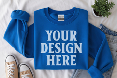 Gildan 18000 Royal Folded Flat Lay Mockups Product Image 1