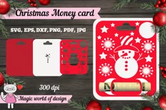 Snowman christmas money card svg, Paper cutting Product Image 1