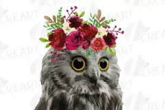 Watercolor baby owl with floral crown baby shower clip art Product Image 3