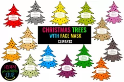 Christmas Trees with Face Masks Clipart- COVID Christmas Product Image 1