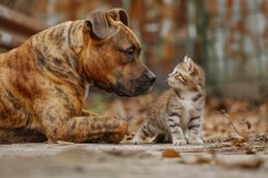Dog Cat Playing Background Wallpaper Product Image 1