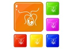 Bacterial cell icons set vector color Product Image 1