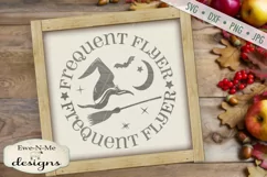 Frequent Flyer Witch Hat Broom Moon Stars Halloween SVG DXF Product Image 1