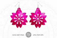 Cherry blossom earrings | faux leather earring | Laser files Product Image 1