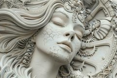 White sculpture of a woman with closed eyes surrounded by or Product Image 1