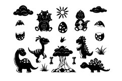 Dinosaurs animals of the SVG . paper clipping templates for Product Image 2