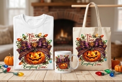 I'm Fine Everything Fine Halloween PNG, Funny Pumpkin Christ Product Image 1