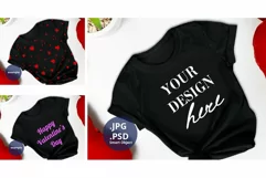 Black T-shirt Valentine's day PSD & JPG Mockup full wrap Product Image 1