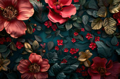 Flowers and Leaves Background Wallpaper Product Image 1