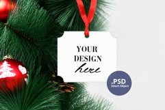 Christmas Sublimation Ornament Mockup, Rectangular Ornament Product Image 2