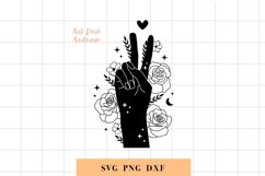 Peace sign with flowers and moon | Svg, Dxf and Png files Product Image 1
