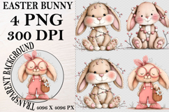 Whimsical Bunny Easter Clipart, Watercolor Easter Bunny PNG Product Image 1