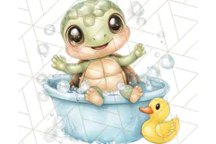Farm Animal Babies in Bubble Bath PNG, Nursery Clipart Product Image 4