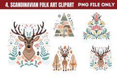 Scandinavian Folk Art Christmas Clipart PNG Product Image 1