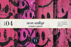 Black &amp; Pink Smiley Face Digital Paper| Neon Street graffiti Product Image 1