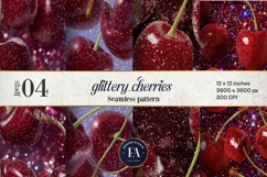 Glitter Coquette Cherry Pattern | Sparkly Glam Texture Paper Product Image 1