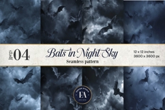 Bats Night Sky Pattern, Dark Gothic Bat Seamless Paper Product Image 1