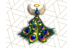 Peacock Christmas Clipart in Jewel Tones, Christmas Png Product Image 4