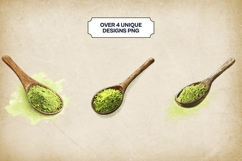 Matcha Wooden Spoon Clipart 4 PNG Product Image 2