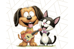 Dog and Cat Friends PNG, Cute Pet Clipart, Funny Animal Art Product Image 4