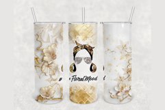 Mom Life Floral Mood Gold Glitter 20 oz skinny tumbler Product Image 1