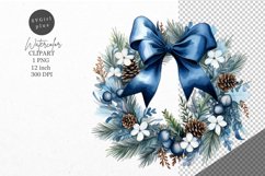 Christmas clipart, Wreath clipart, Blue Christmas Product Image 1