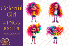 Cute Girl Clipart PNG, Playful Character Illustration Product Image 1