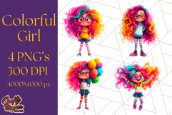 Cute Girl Clipart PNG, Playful Character Illustration Product Image 1