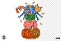 Quirky Funny Autumn Cat Clipart Product Image 1