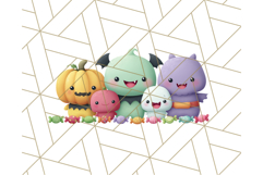 Kawaii Halloween Clipart Cute Kids and Candy Elements Png Product Image 4