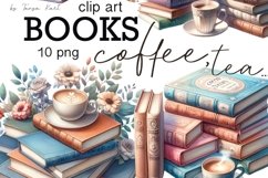 Coffee Cup and Books Clipart Instant Download Product Image 1