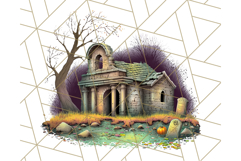 Halloween Buildings Clipart PNG, Haunted Houses Art Product Image 4