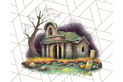 Halloween Buildings Clipart PNG, Haunted Houses Art Product Image 4