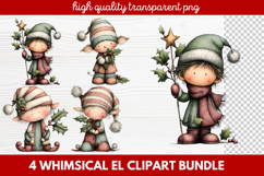 Whimsical Elf Clipart | Cute Christmas Elf PNG Illustration Product Image 1