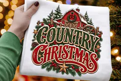 Country Christmas Red Barn Wagon Wheel PNG -Rustic Farmhouse Product Image 3
