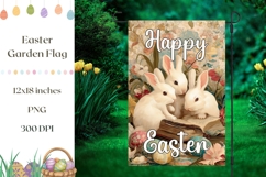 Vintage Easter Garden Flag Design, Funny Bunny Garden Flag Product Image 1