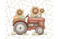 Fall Tractor Clipart PNG, Vintage Tractors With Pumpkins Product Image 4