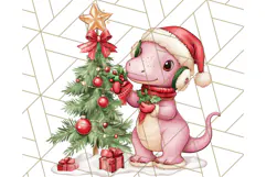 Christmas Dinosaur PNG Clipart, Cute Dino Holiday Art Png Product Image 4