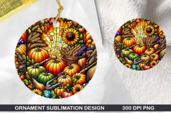 Pumpkin Stained Glass Ornament PNG, Digital Download File Product Image 1
