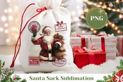 Christmas Santa Sack, Watercolor Santa Claus Sublimation PNG Product Image 1