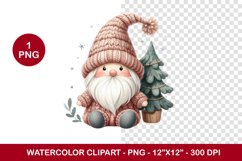 png watercolor clipart - cute gnome Product Image 1