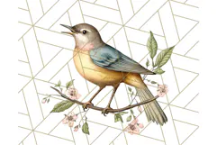 Vintage Song Bird Clipart PNG, Botanical Bird Art Clip Art Product Image 4