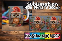 Winter Owl Wrap for 11oz 15oz Mug Christmas Design Product Image 1