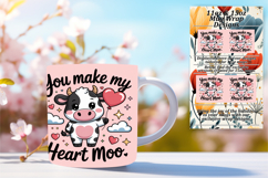 TRENDY 11oz Mug Wrap PNG Template , Cute Cow Product Image 1
